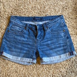 Cuffed blue jean shorts